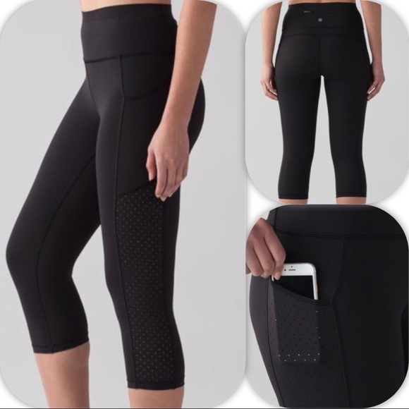 lululemon athletica Pants - NWT BLACK LULULEMON MIND OVER MILES CROP - Size 4